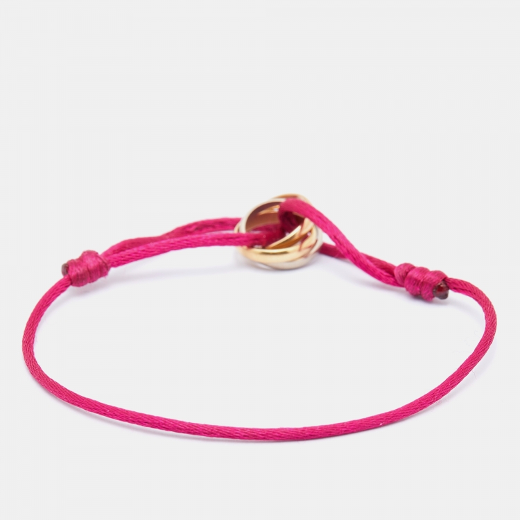 Pre Owned Cartier Trinity 18k Three Tone Gold Adjustable Cord Bracelet