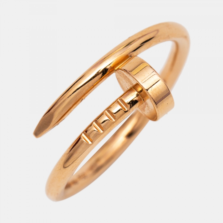 Pre Owned Cartier Juste Un Clou 18k Rose Gold Small Model Ring Size 49
