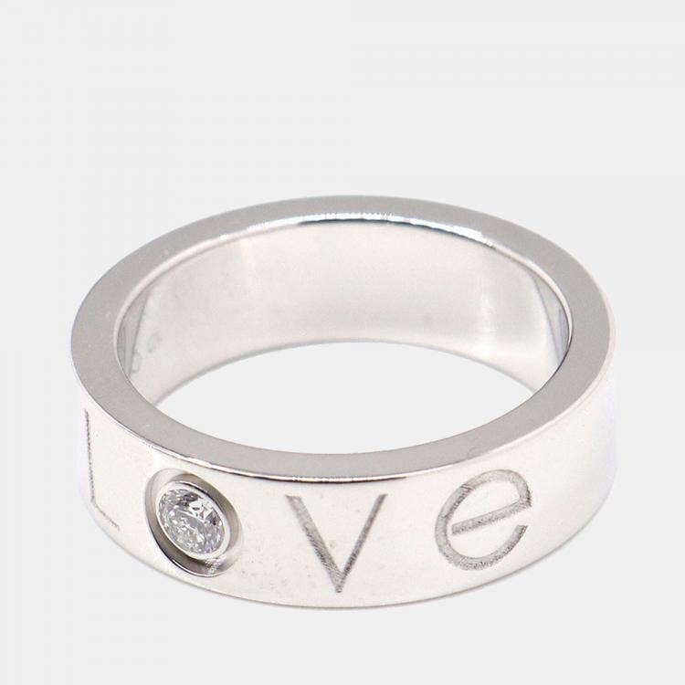 Pre Owned Cartier Love 18K White Gold Diamond Ring EU 50