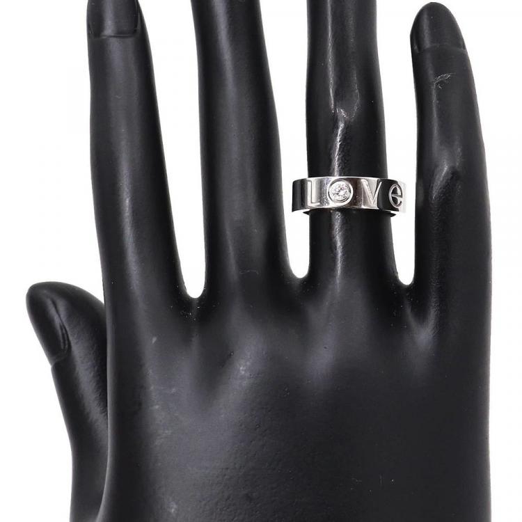 Pre Owned Cartier Love 18K White Gold Diamond Ring EU 50