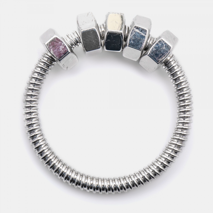 Pre Owned Cartier Ecrou De Cartier 18k White Gold Ring Size 56