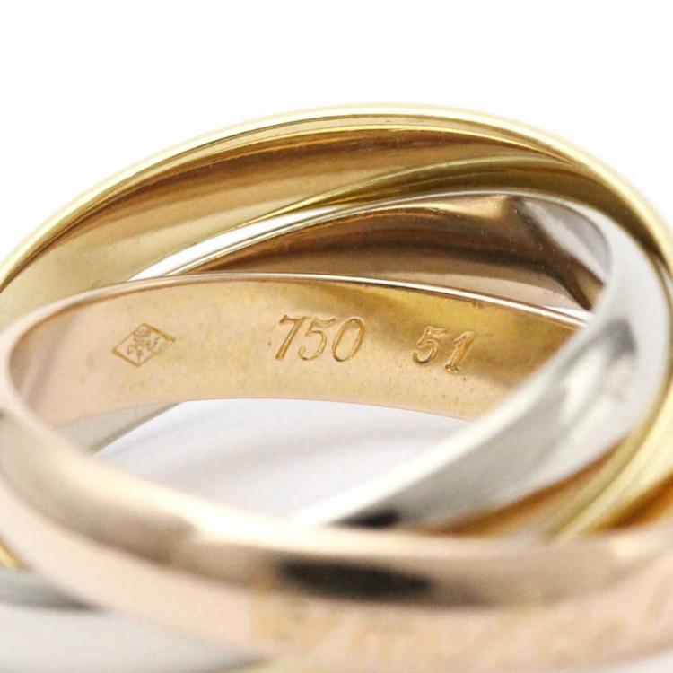 Pre Owned Cartier Les Must De Trinity 18K Yellow Rose and White Gold Ring EU 51