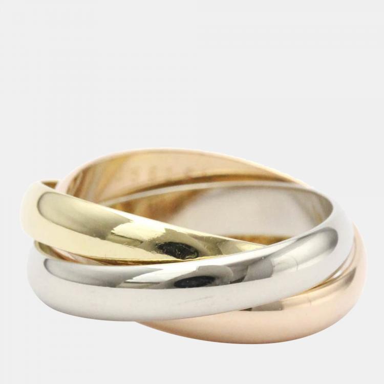 Pre Owned Cartier Les Must De Trinity 18K Yellow Rose and White Gold Ring EU 51
