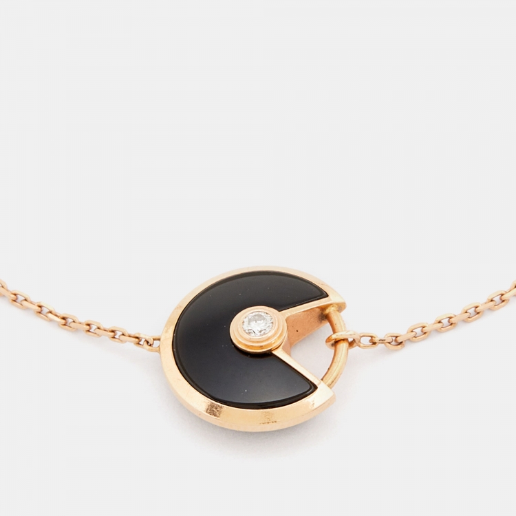 مملوكة مسبقًا Cartier Amulette De Cartier Onyx Diamond 18k Rose Gold XS Model Bracelet