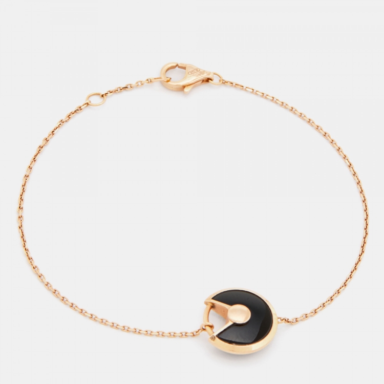مملوكة مسبقًا Cartier Amulette De Cartier Onyx Diamond 18k Rose Gold XS Model Bracelet