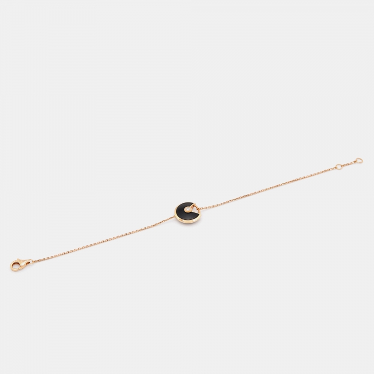 مملوكة مسبقًا Cartier Amulette De Cartier Onyx Diamond 18k Rose Gold XS Model Bracelet