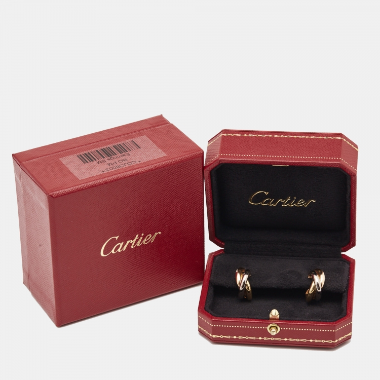 Pre Owned Cartier Trinity 18k Three Tone Gold Earrings