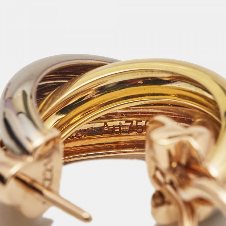 Pre Owned Cartier Trinity 18k Three Tone Gold Earrings