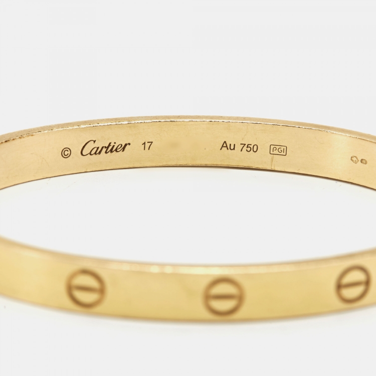 Pre Owned Cartier Love 18k Yellow Gold Bracelet 17