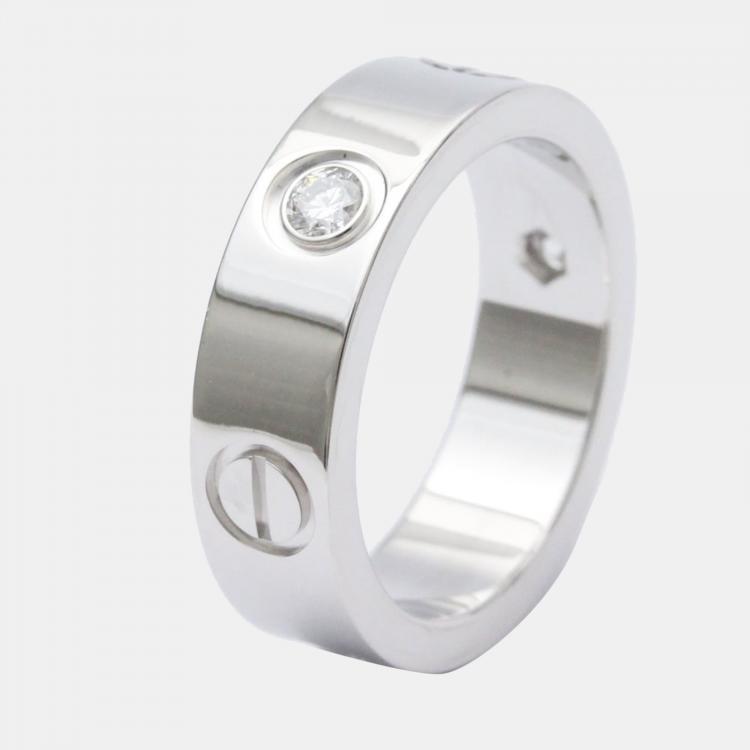 Pre Owned Cartier Love 18K White Gold Diamond Ring EU 51