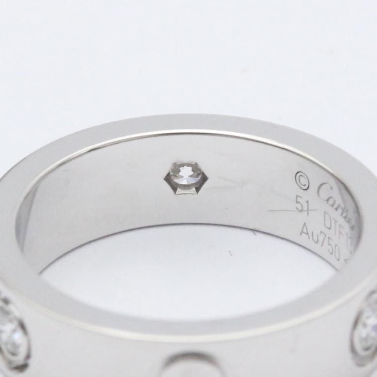 Pre Owned Cartier Love 18K White Gold Diamond Ring EU 51