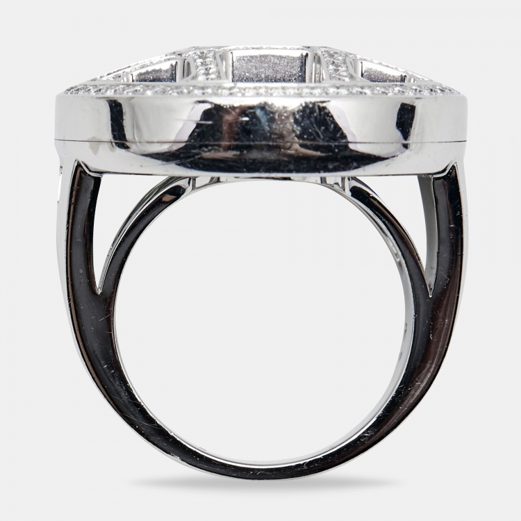 مملوكة مسبقًا Cartier Pasha de Cartier Multi Gemstone 18k White Gold Cocktail Ring Size 53