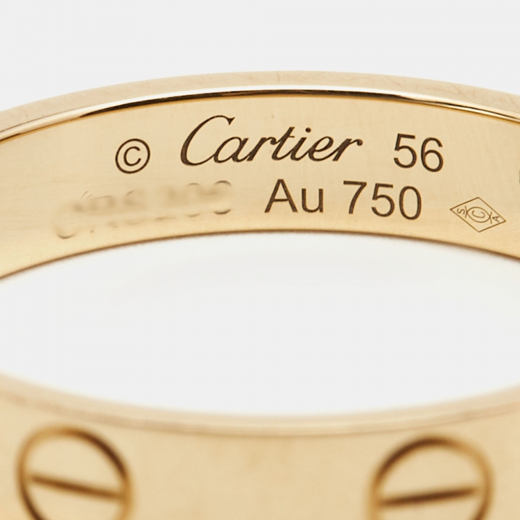 Pre Owned Cartier Love 18k Yellow Gold Wedding Band Ring Size 56