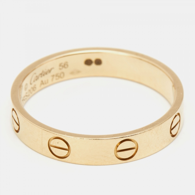 Pre Owned Cartier Love 18k Yellow Gold Wedding Band Ring Size 56