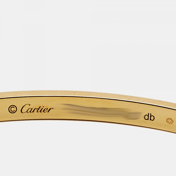 Pre Owned Cartier Love 18K Yellow Gold SM Narrow Bracelet 15