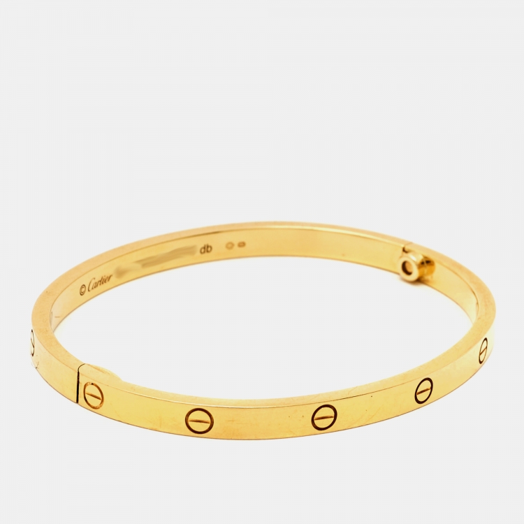 Pre Owned Cartier Love 18K Yellow Gold SM Narrow Bracelet 15