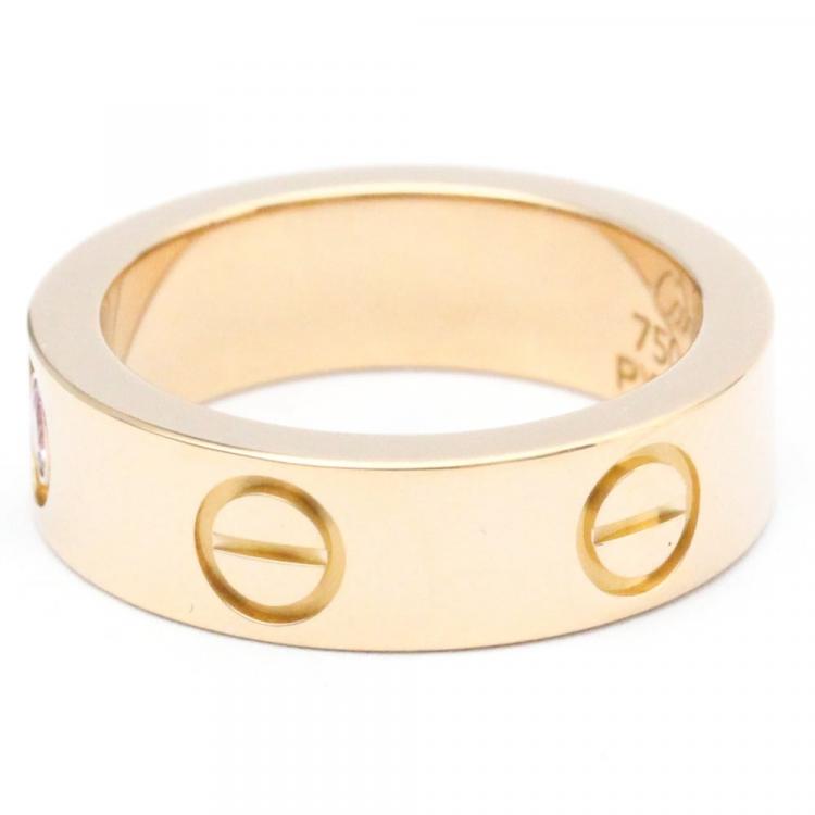 Pre Owned Cartier Love 18K Rose Gold Sapphire Ring EU 49