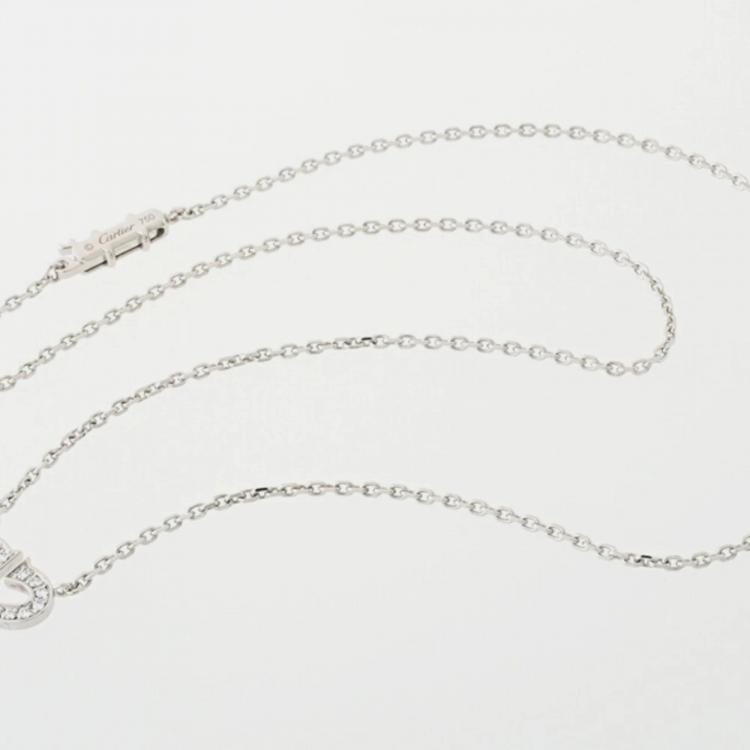 Pre Owned Cartier Heart c 18K White Gold Diamond Necklace 