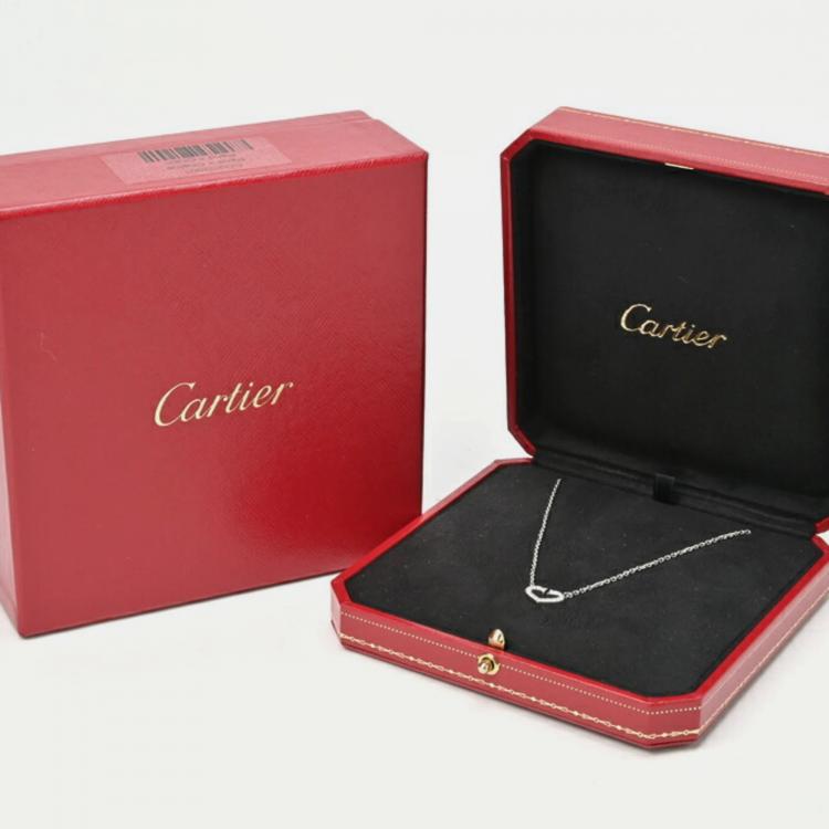 Pre Owned Cartier Heart c 18K White Gold Diamond Necklace 