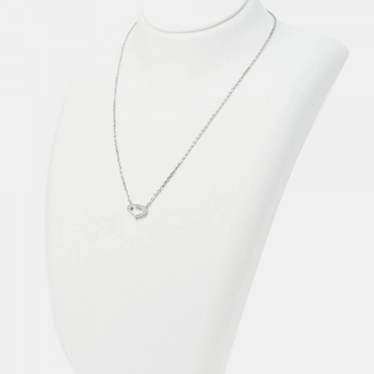 Pre Owned Cartier Heart c 18K White Gold Diamond Necklace 