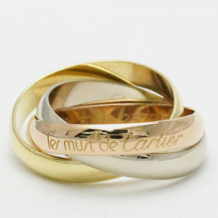 Pre Owned Cartier Les Must de Cartier 18K Yellow Rose and White Gold Ring EU 50