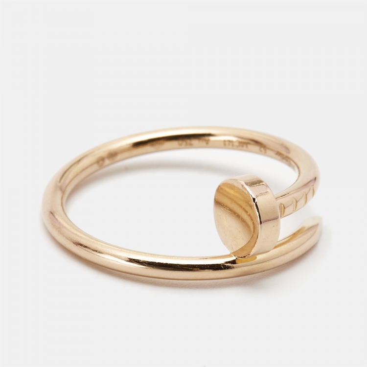 Pre Owned Cartier Juste Un Clou 18k Rose Gold Small Model Ring Size 52
