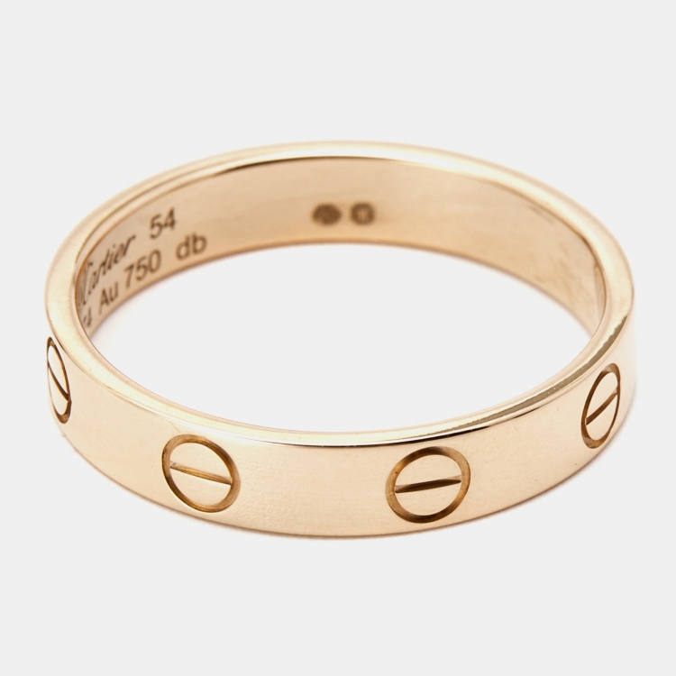Pre Owned Cartier Love 18k Rose Gold Wedding Band Ring Size 54
