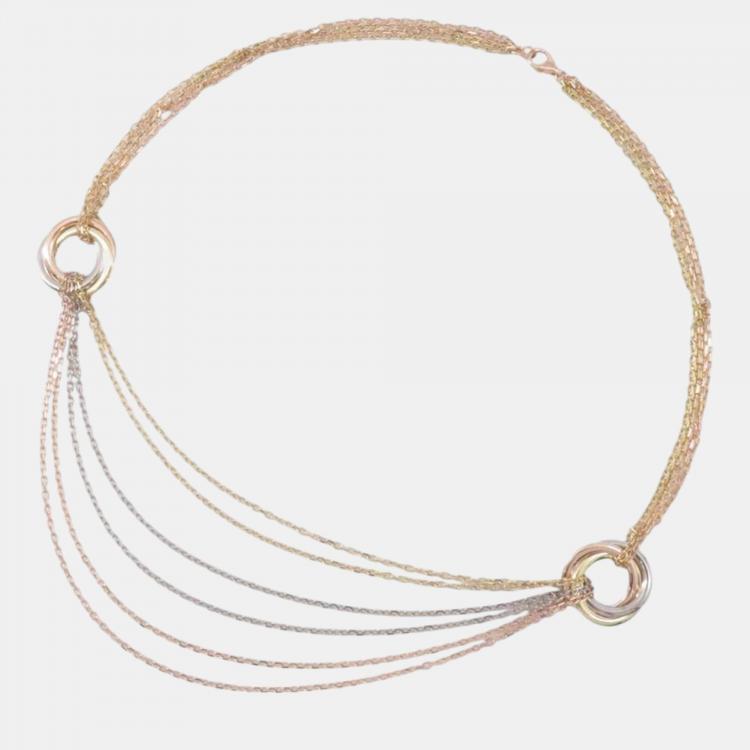 Cartier 18K Yellow, Rose, White Gold Trinity Drape Multistrand Necklace ...