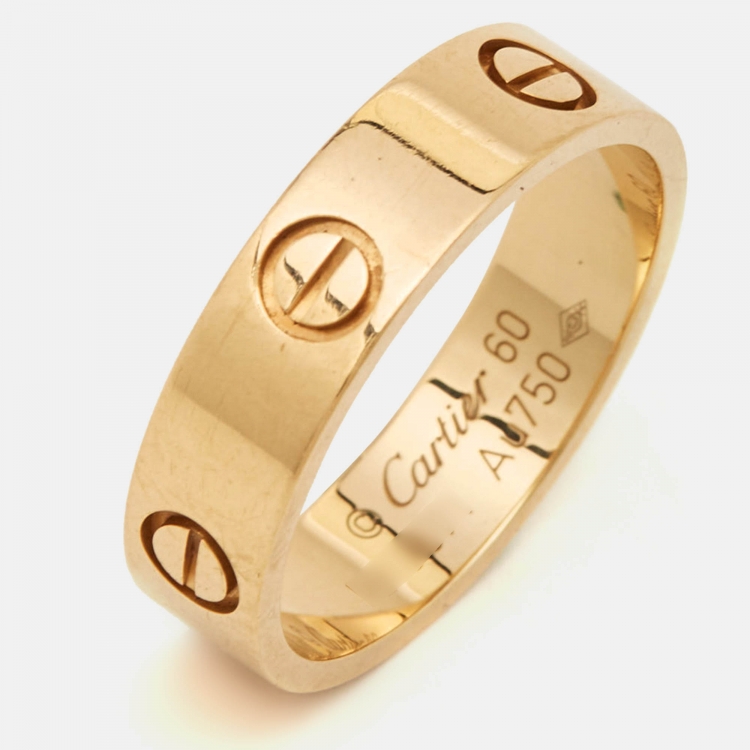 Pre Owned Cartier Love 18k Yellow Gold Ring  Size 60