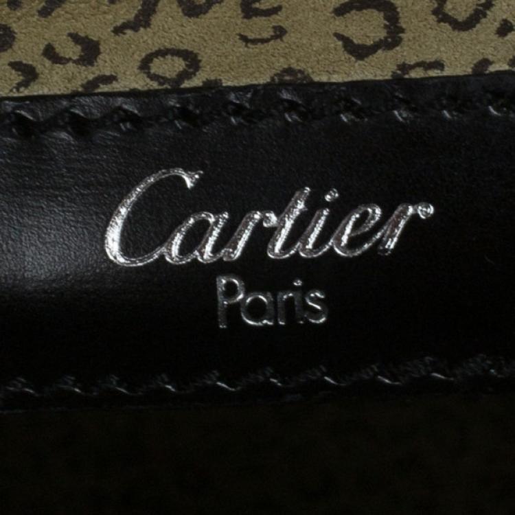 Pre Owned Cartier Black Leather Panther Bag