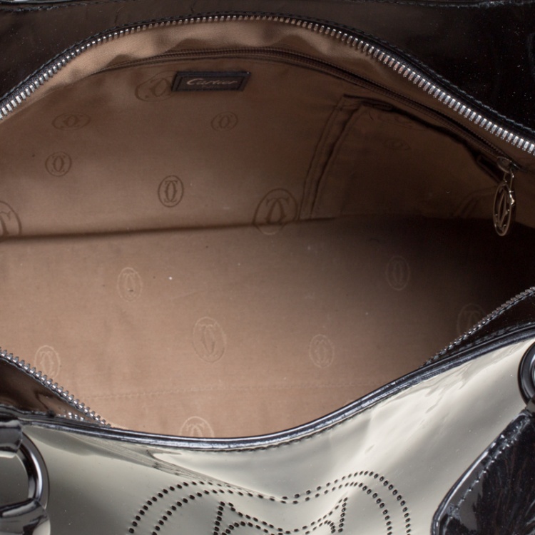 Pre Owned Cartier Black Patent Leather Large Marcello de Cartier Bag