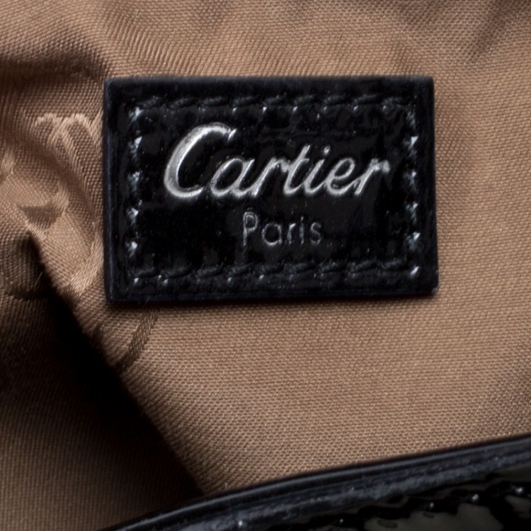 Pre Owned Cartier Black Patent Leather Large Marcello de Cartier Bag