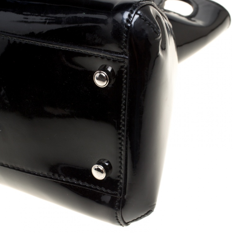 Pre Owned Cartier Black Patent Leather Large Marcello de Cartier Bag