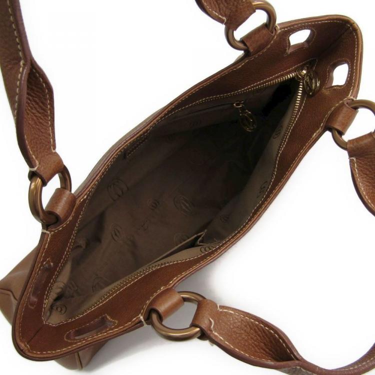 Pre Owned Cartier Brown Leather Marcello de Cartier Satchel Bag