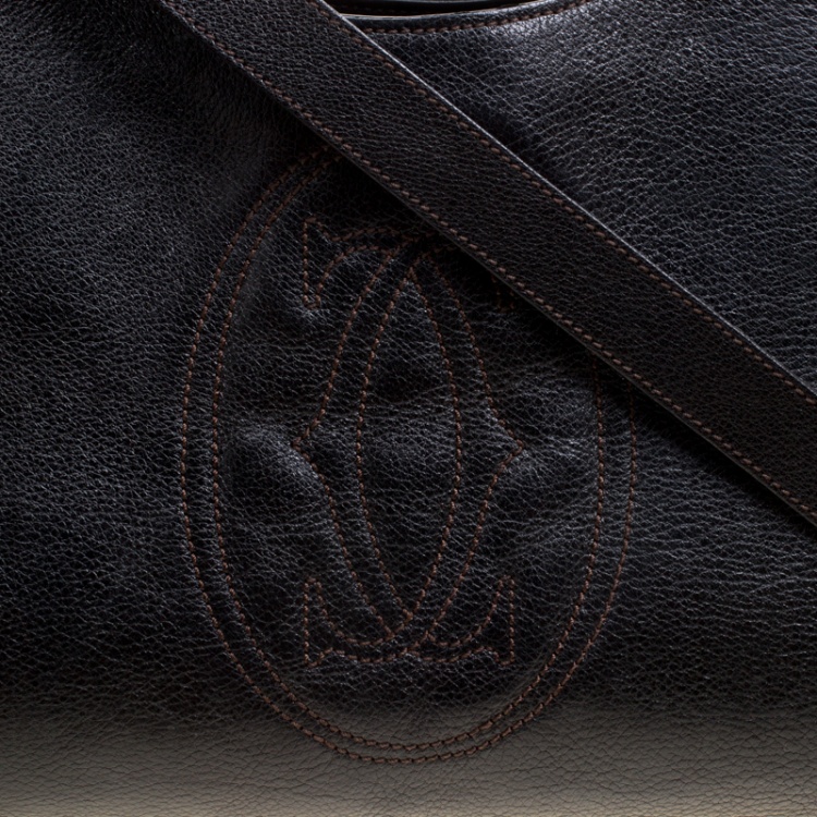 Pre Owned Cartier Dark Brown Leather Small Marcello De Cartier Top Handle bag