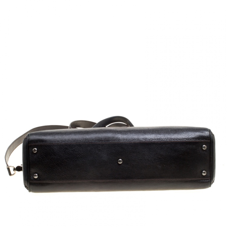Pre Owned Cartier Dark Brown Leather Small Marcello De Cartier Top Handle bag