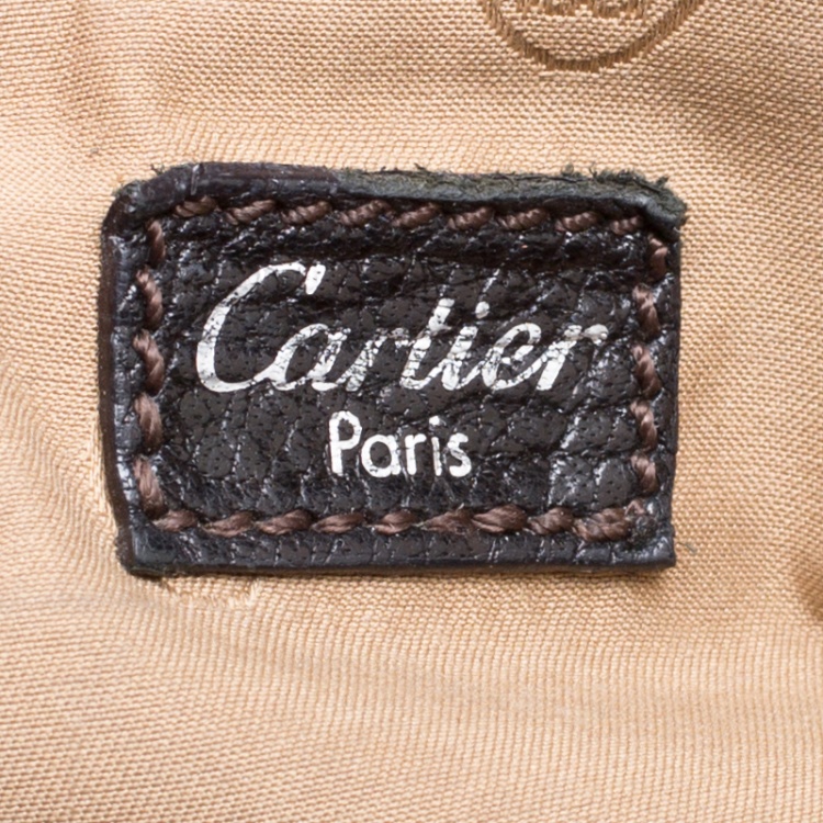 Pre Owned Cartier Dark Brown Leather Small Marcello De Cartier Top Handle bag