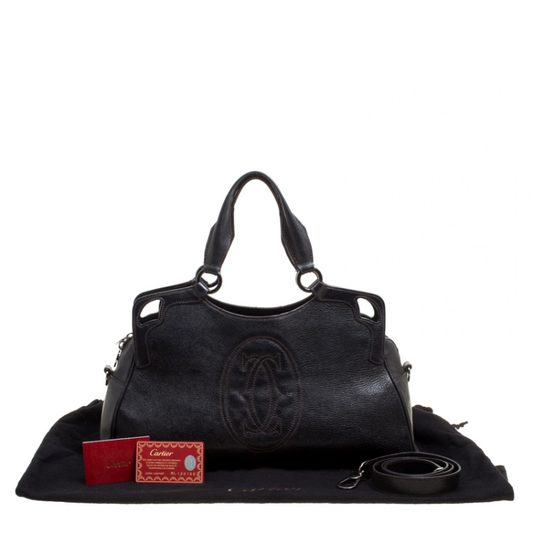 Pre Owned Cartier Dark Brown Leather Small Marcello De Cartier Top Handle bag
