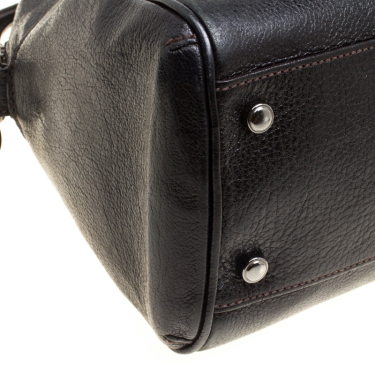 Pre Owned Cartier Dark Brown Leather Small Marcello De Cartier Top Handle bag