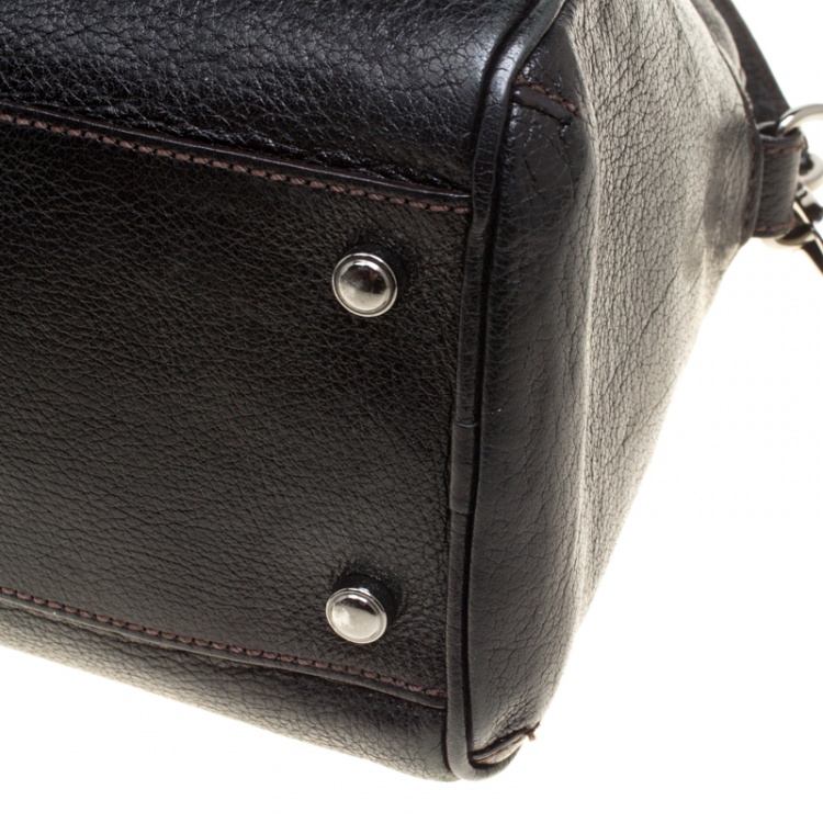 Pre Owned Cartier Dark Brown Leather Small Marcello De Cartier Top Handle bag