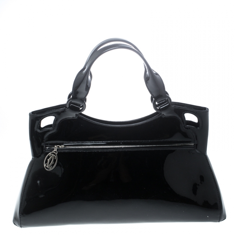 Pre Owned Cartier Black Patent Leather Small Marcello de Cartier Bag