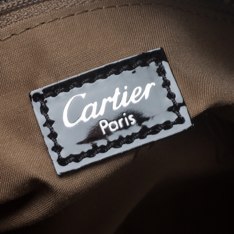 Pre Owned Cartier Black Patent Leather Small Marcello de Cartier Bag