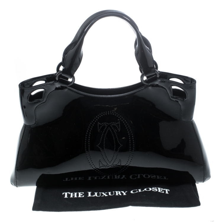 Pre Owned Cartier Black Patent Leather Small Marcello de Cartier Bag