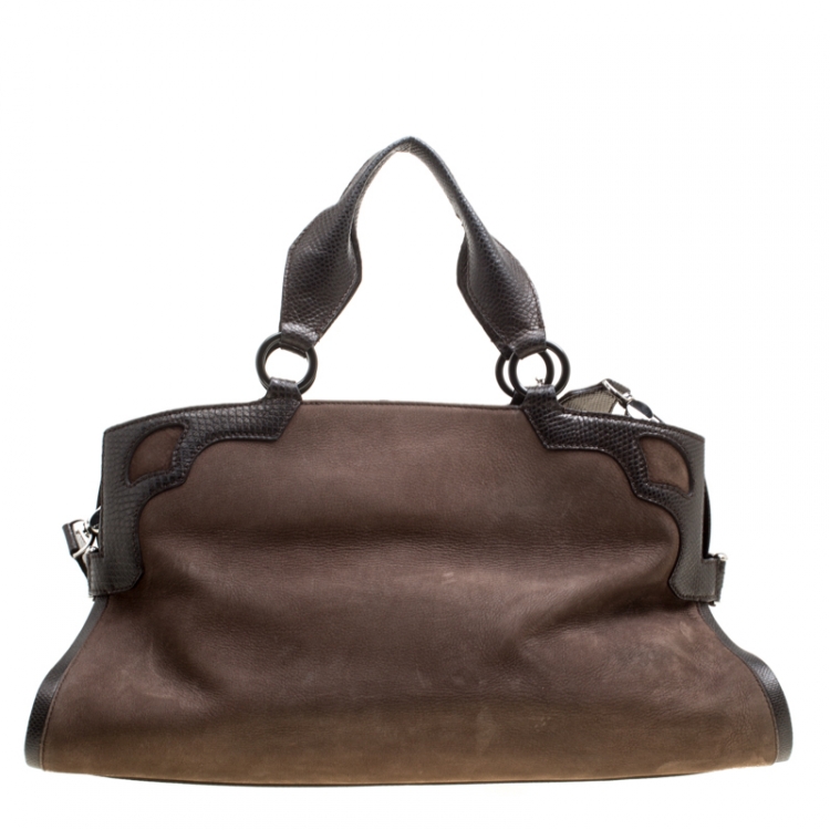 Pre Owned Cartier Brown Suede Nubuck Medium Marcello de Cartier Bag