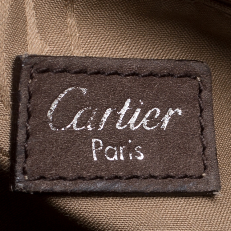 Pre Owned Cartier Brown Suede Nubuck Medium Marcello de Cartier Bag
