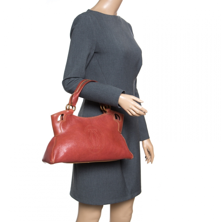 Pre Owned Cartier Red Leather Marcello de Cartier Tote