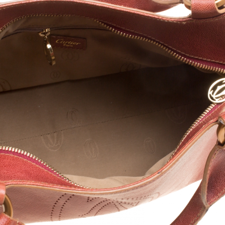 Pre Owned Cartier Red Leather Marcello de Cartier Tote