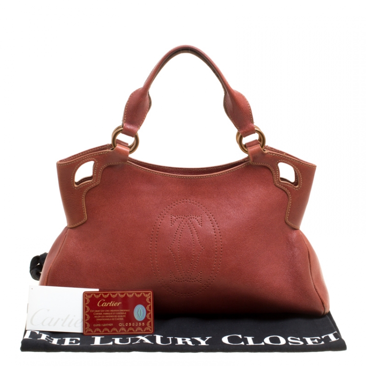 Pre Owned Cartier Red Leather Marcello de Cartier Tote