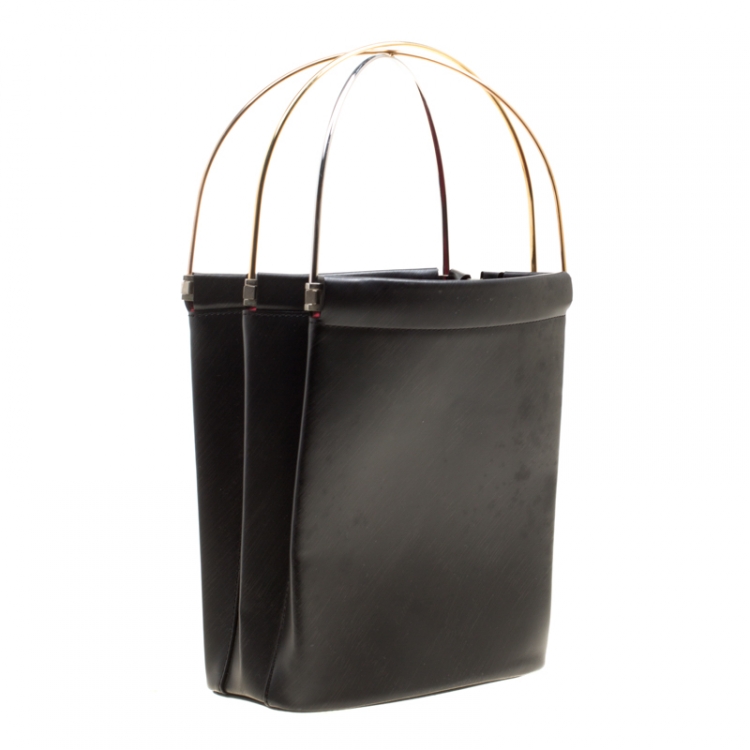 Pre Owned Cartier Black Leather Small Trinity Bag