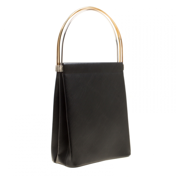 Pre Owned Cartier Black Leather Small Trinity Bag
